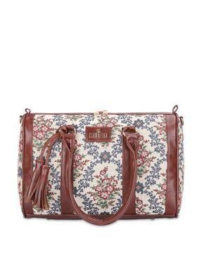 floral print tote bag with dual handles