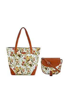 floral print tote bag with sling bag