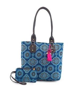 floral print tote bag with wallet