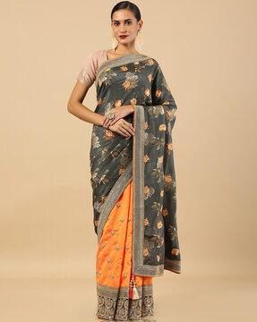 floral print traditional saree