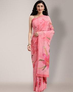 floral print traditional saree