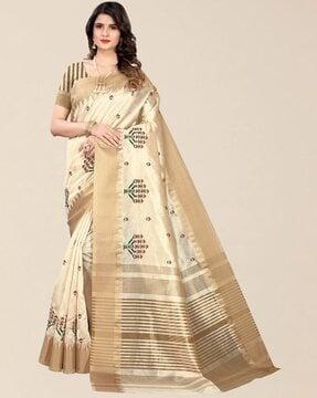 floral print traditional saree