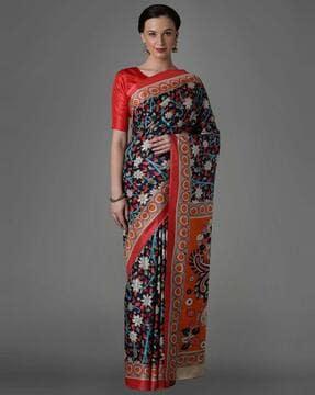 floral print traditional saree