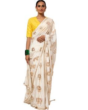 floral print traditional saree