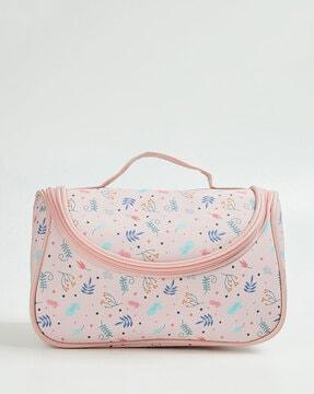 floral print travel wallet with zip-closure