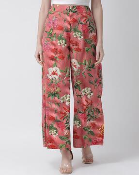 floral print trousers with insrt pockets