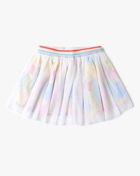 floral print tulle a-line skirt