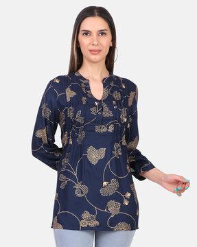 floral print tunic with 3/4th sleeves