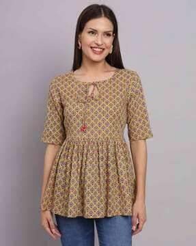 floral print tunic with 3/4th sleeves