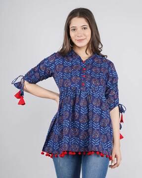 floral print tunic with 3/4th sleeves