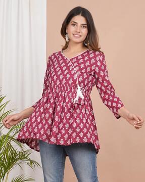 floral print tunic with 3/4th sleeves