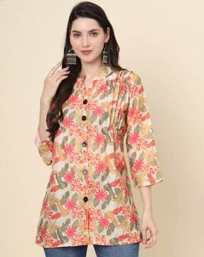 floral print tunic with 3/4th sleeves