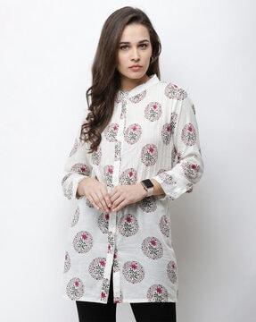 floral print tunic with button-closure