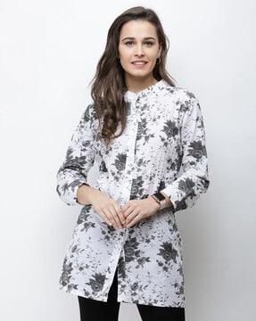 floral print tunic with button-closure