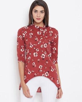 floral print tunic with high-low hemline