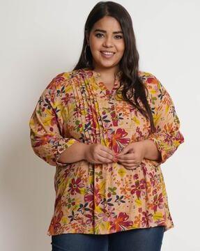 floral print tunic with pintuck details