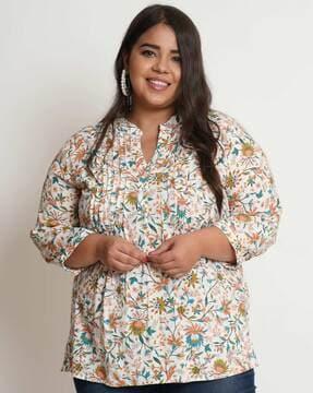 floral print tunic with pintuck details