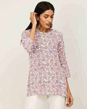 floral print tunic with side vents