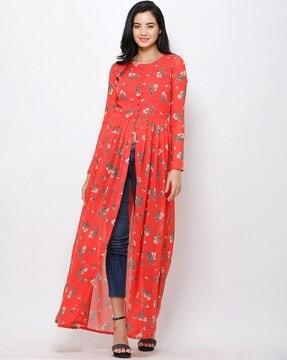 floral print tunic with slit