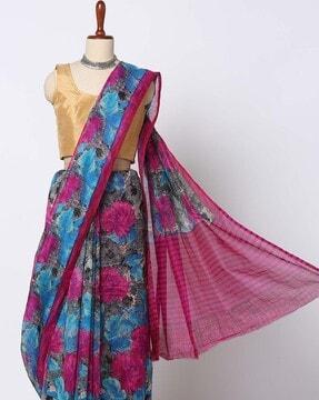 floral print tussar saree