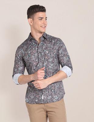 floral print twill shirt