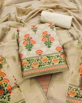 floral print unstitched dress material set
