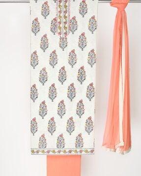 floral print unstitched dress material with dupatta
