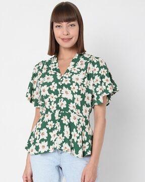 floral print v-neck  top