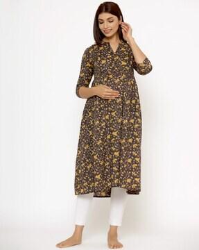 floral print v-neck anarkali kurta