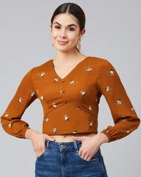 floral print v-neck blouse