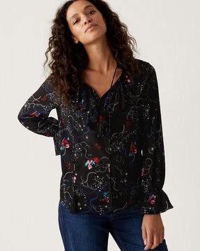 floral print v-neck blouse