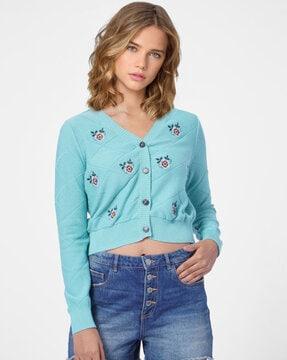 floral print v-neck cardigan