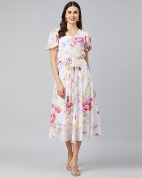 floral print v-neck dress