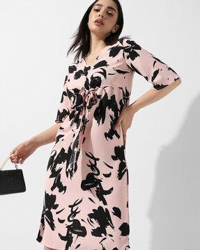 floral print v-neck dress