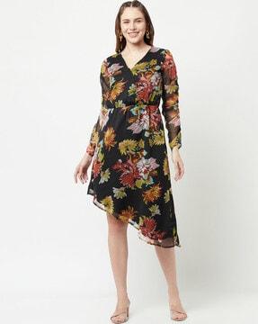 floral print v-neck dress