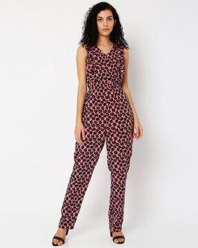 floral print v-neck jumpsuit