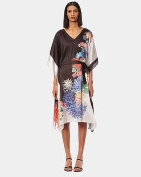 floral print v-neck kaftan top