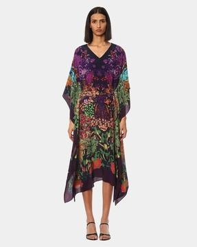 floral print v-neck kaftan