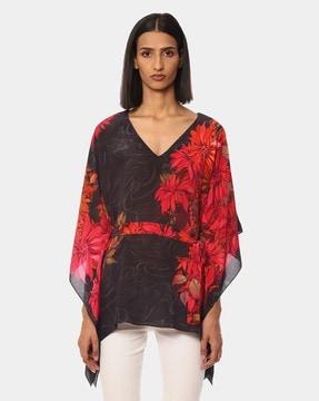 floral print v-neck kaftan