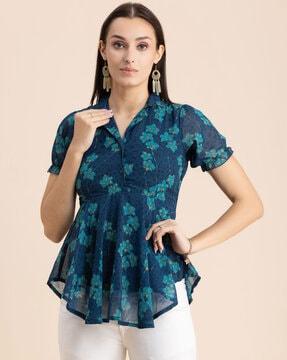 floral print v-neck peplum top