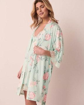 floral print v-neck robe