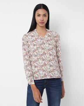 floral print v-neck top