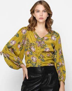 floral print v-neck top