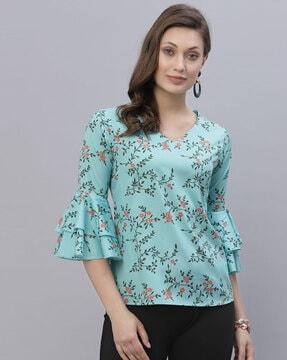 floral print v-neck top