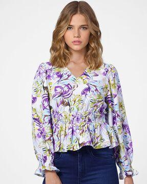 floral print v-neck top