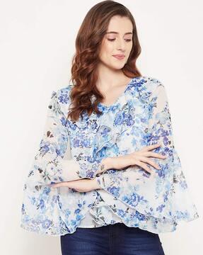 floral print v-neck top