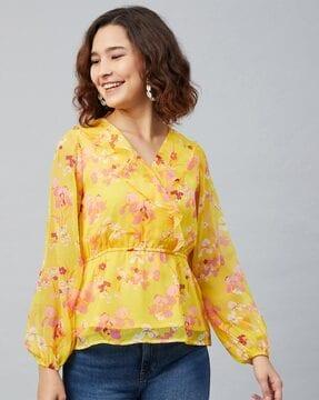 floral print v-neck top