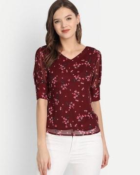 floral print v-neck top