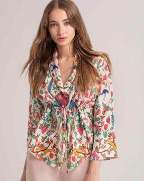 floral print v-neck top