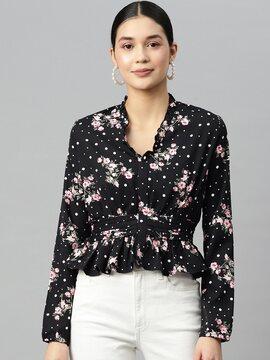 floral print v-neck top